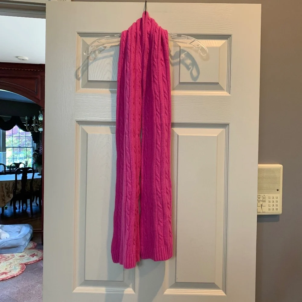 Pink Cable Stitch Wool Blend Scarf